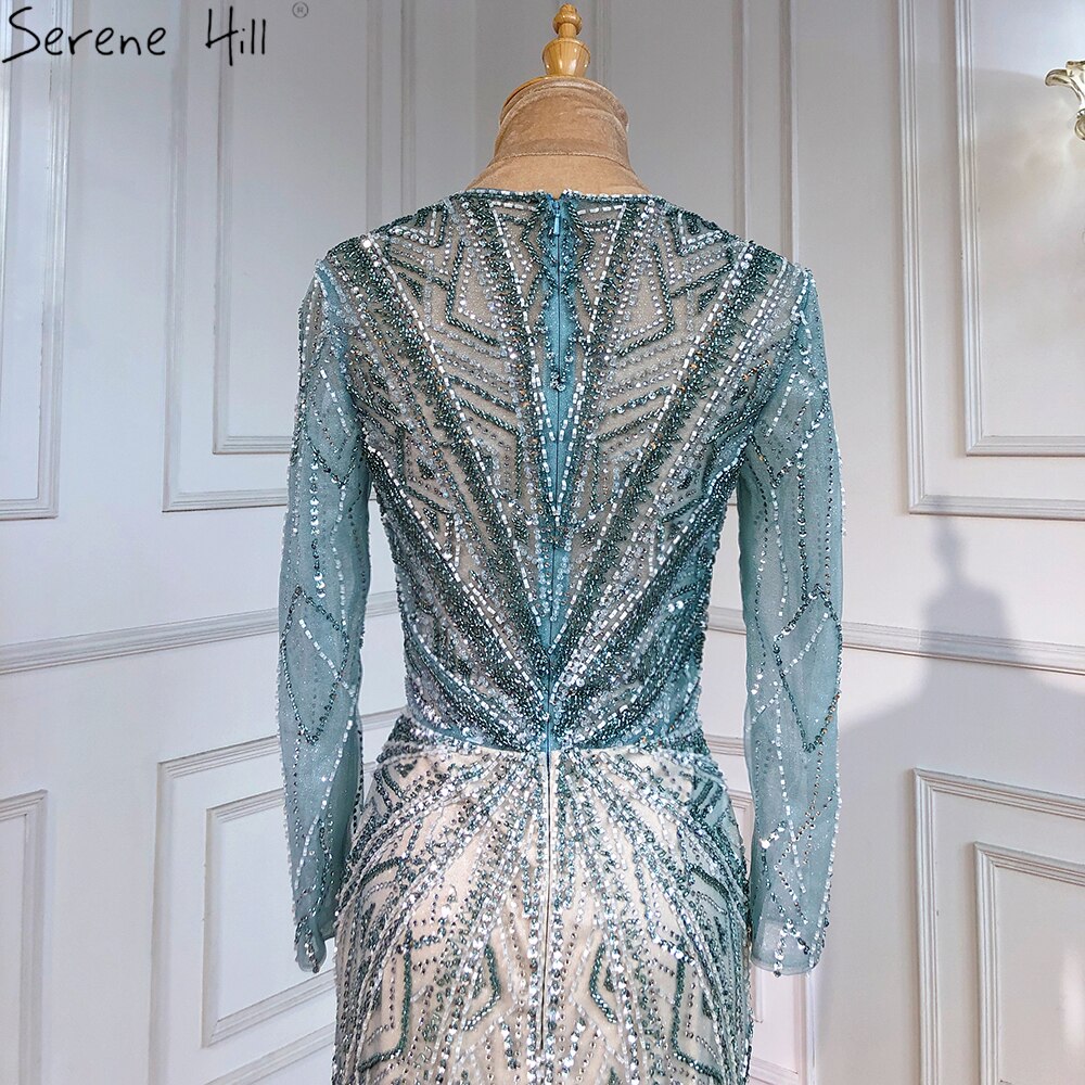 Green Mermaid High Split Evening Dresses Gowns 2025 Beaded Elegant Luxury For Women Party LA71385