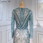 Green Mermaid High Split Evening Dresses Gowns 2025 Beaded Elegant Luxury For Women Party LA71385