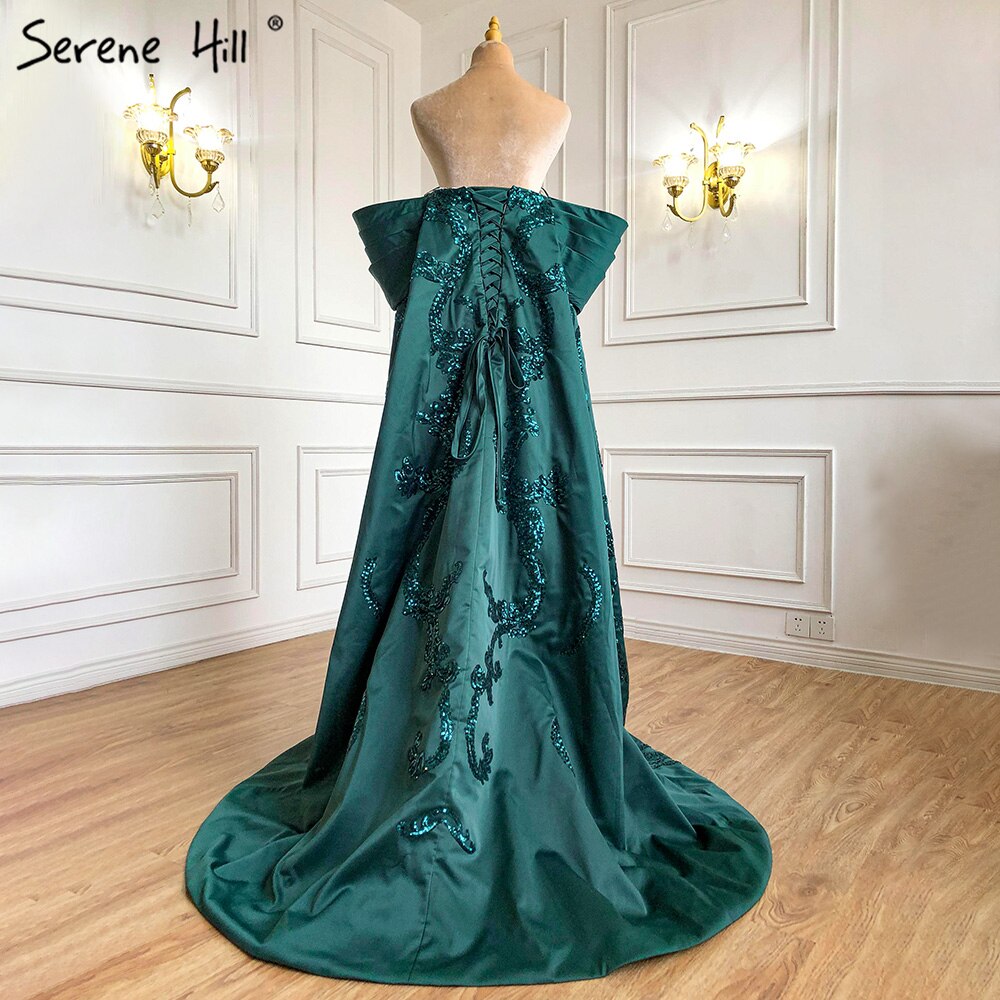 Green Mermaid Luxury Evening Dresses Gowns 2025 Satin Elegant Sexy For Women Party HM67227