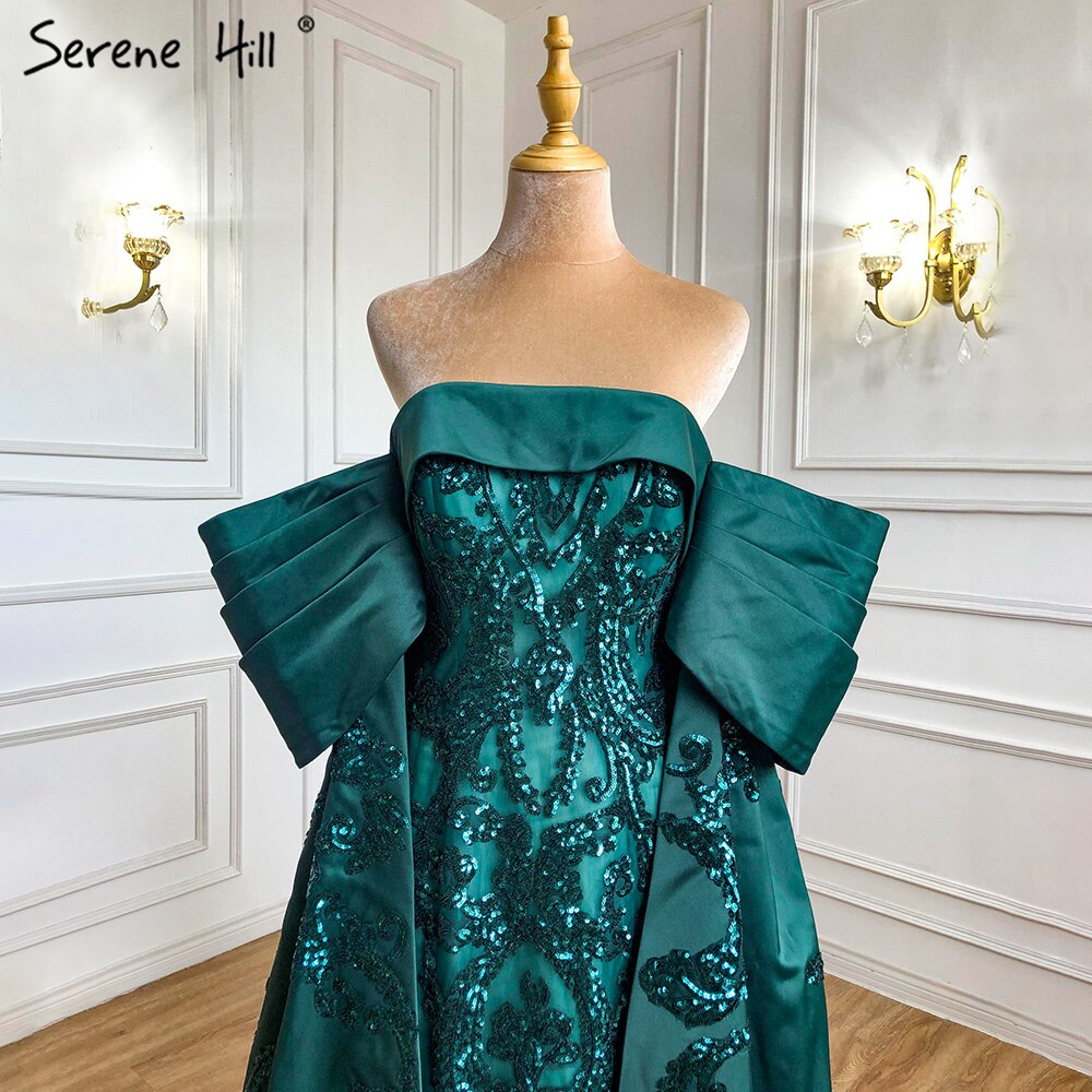 Green Mermaid Luxury Evening Dresses Gowns 2025 Satin Elegant Sexy For Women Party HM67227