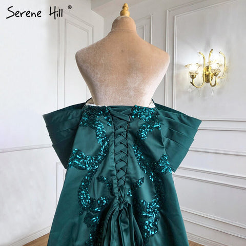 Green Mermaid Luxury Evening Dresses Gowns 2025 Satin Elegant Sexy For Women Party HM67227