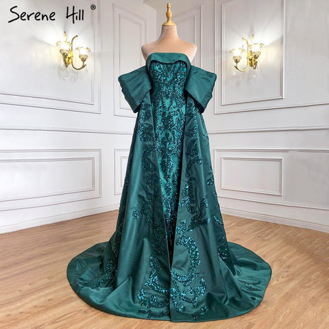 Green Mermaid Luxury Evening Dresses Gowns 2025 Satin Elegant Sexy For Women Party HM67227