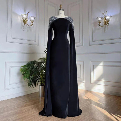 Vestido de noche blanco de sirena con mangas estilo capa, vestidos de noche 2025 para mujer, fiesta LA70934 