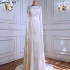 White Mermaid Evening Dress with Cape Sleeves Evening Dresses Gowns 2025 For Women Party LA70934