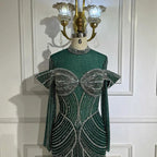 Green Muslim Elegant Mermaid Beaded Luxury Dubai Evening Dresses Gowns for Woman Wedding Party 2025 LA72547