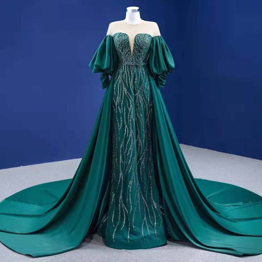 Green Overskirt Mermaid  Evening Dresses Gowns 2025 Elegant Luxury Beaded For Women Party HM67428