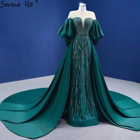 Green Overskirt Mermaid  Evening Dresses Gowns 2025 Elegant Luxury Beaded For Women Party HM67428