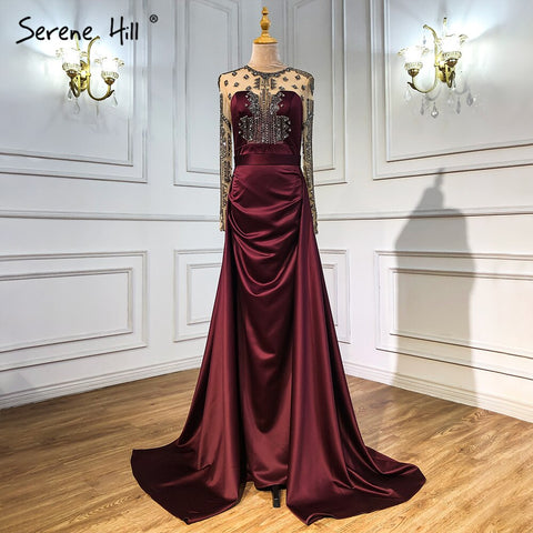 Green Satin Evening Dresses Gowns 2025 A-Line Beaded Sexy For Woman Wedding Party LA71067