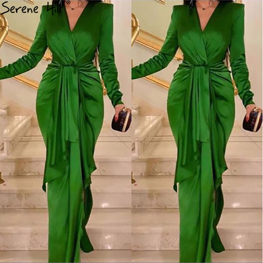 Green Satin Simple Evening Dresses Gowns 2025 Mermaid Elegant For Women Wedding Party LA71275