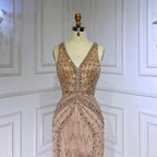 Green Sexy Mermaid Split Feathers Beaded Formal Arabic Luxury Prom Dress For Women Party 2025 LA71845