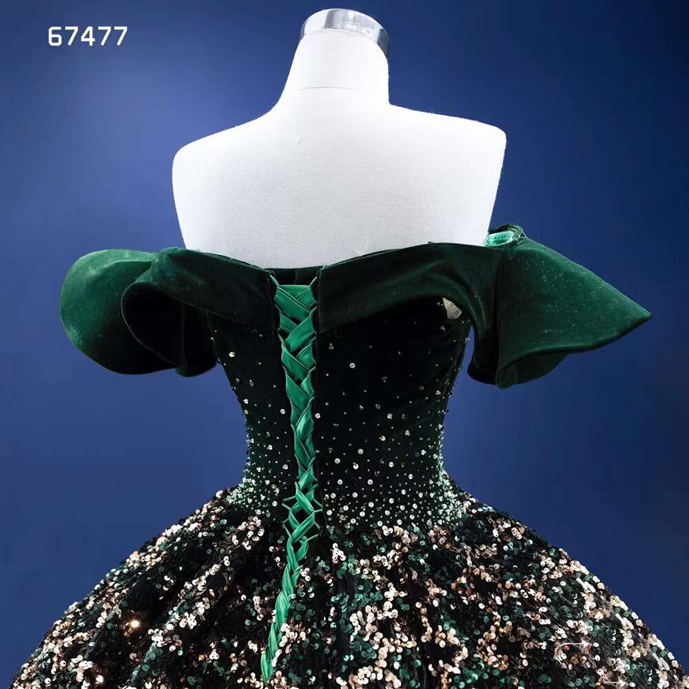 Green Sexy Off Shoulder Luxury Sparkle Sequins Beaded Bride Gowns Wedding Dress 2025 High End Custom Made HM67477