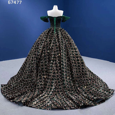 Green Sexy Off Shoulder Luxury Sparkle Sequins Beaded Bride Gowns Wedding Dress 2025 High End Custom Made HM67477