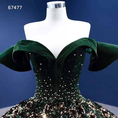 Green Sexy Off Shoulder Luxury Sparkle Sequins Beaded Bride Gowns Wedding Dress 2025 High End Custom Made HM67477