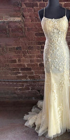 Green Spaghetti Strap Mermaid Prom Dresses 2025 Crystal Lace Elegant Graduation School Party Gown LA71162