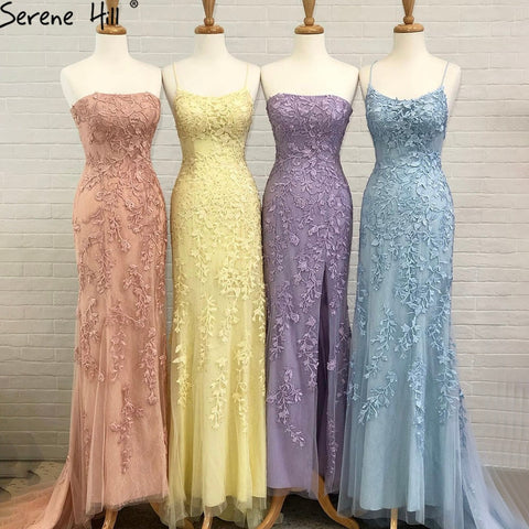 Green Spaghetti Strap Mermaid Prom Dresses 2025 Crystal Lace Elegant Graduation School Party Gown LA71162