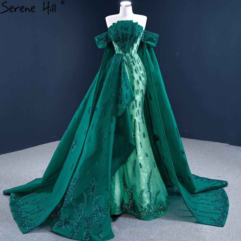 Green With Train Mermaid Evening Dresses Gowns 2025 Satin Elegant Luxury Sexy For Women Party HM67231