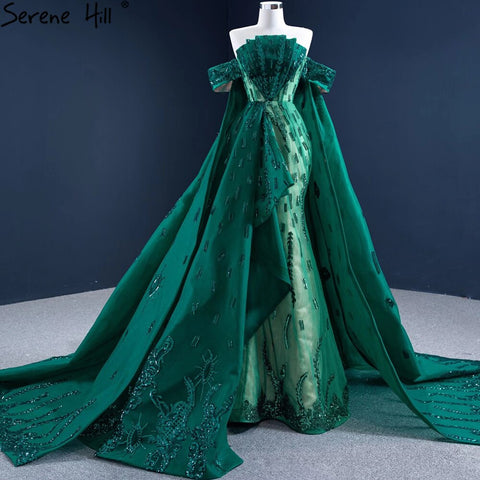 Green With Train Mermaid Evening Dresses Gowns 2025 Satin Elegant Luxury Sexy For Women Party HM67231