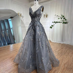 Grey A Line Luxury Evening Dresses 2025 Beaded Sleeveless Sexy For Women Wedding Party LA71250
