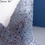 Grey A-Line Luxury Evening Dresses Gowns 2025 Beaded Sleeveless Lace Up For Women Party HM67288