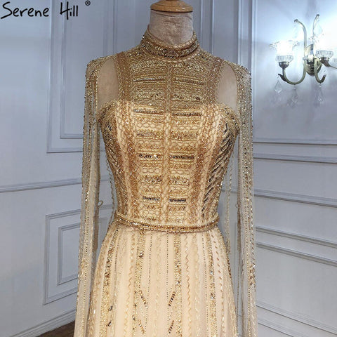 Robe de soirée arabe grise nude à manches cape LA71047