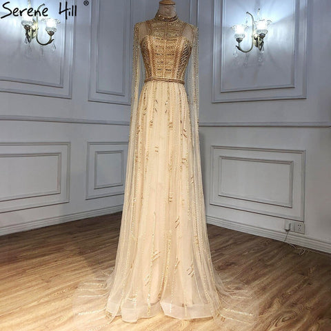 Robe de soirée arabe grise nude à manches cape LA71047