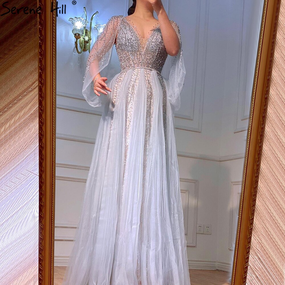 Grey Luxury A-Line Sexy Evening Dresses Gowns 2025 Diamond Beading Elegant For Women Party LA70788