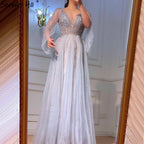 Grey Luxury A-Line Sexy Evening Dresses Gowns 2025 Diamond Beading Elegant For Women Party LA70788
