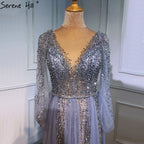 Grey Luxury A-Line Sexy Evening Dresses Gowns 2025 Diamond Beading Elegant For Women Party LA70788