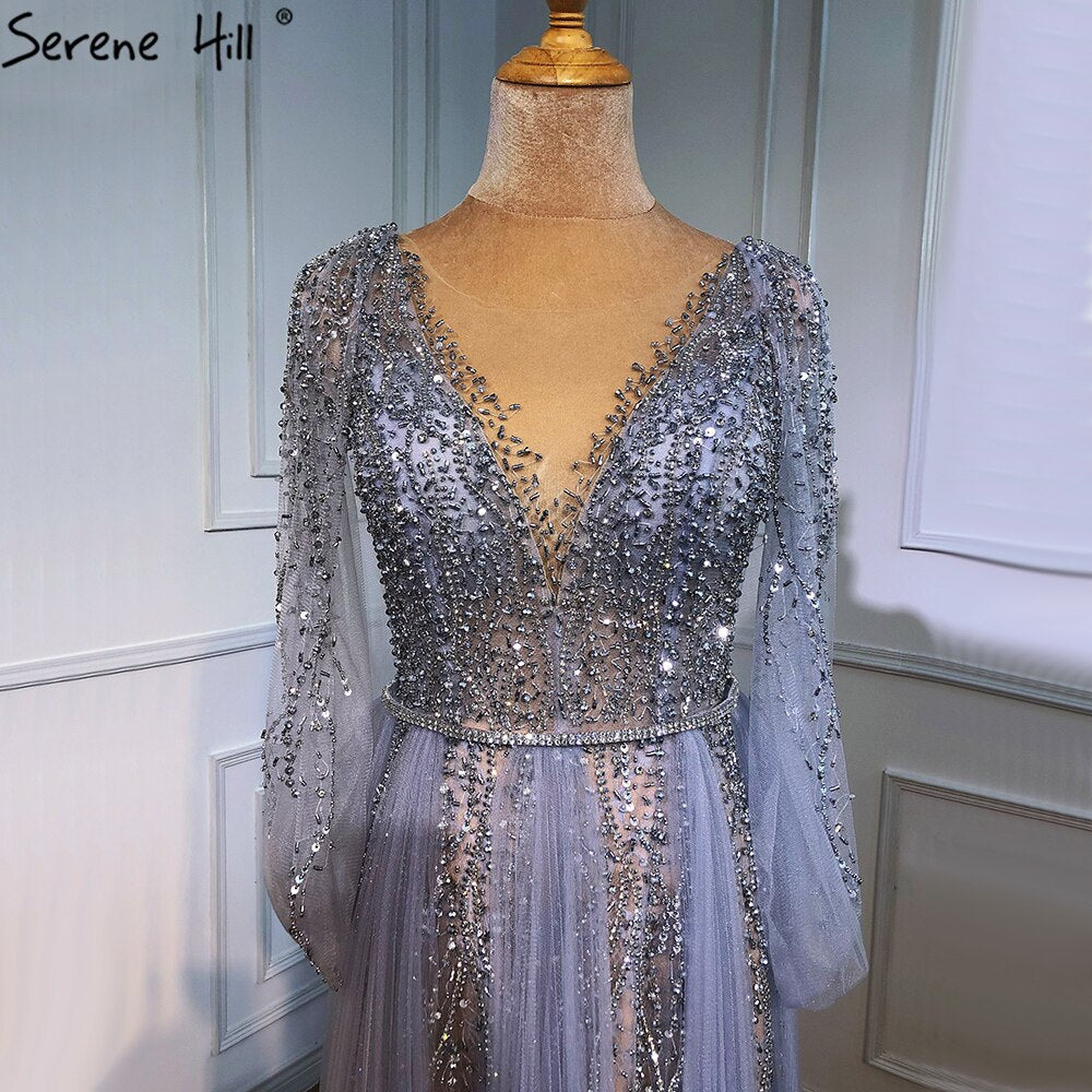 Grey Luxury A-Line Sexy Evening Dresses Gowns 2025 Diamond Beading Elegant For Women Party LA70788