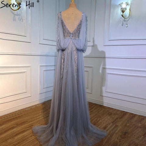 Grey Luxury A-Line Sexy Evening Dresses Gowns Diamond Beaded Elegant 2025 For Women Party LA70788