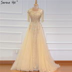 Grey Luxury With Train Evening Dresses Gowns 2025 Cap Sleeves Beading Mermaid For Women Party LA60845