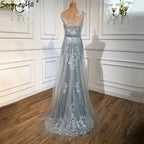 Sale Grey Mermaid Elegant Evening Dresses Gowns 2025 One Shoulder Lace Sexy Pearls For Women Party LA70635