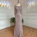 Sale Grey Mermaid Long Sleeves Diamond Beaded Luxury Dubai Evening Dresses Gowns For Women Party 2025 LA70503