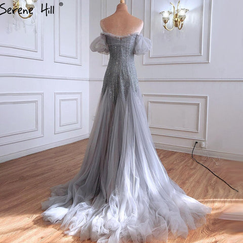 Grey Mermaid  Luxury  Evening Dresses Gowns 2025 Beading Sparkle Sexy For Wowmen Party LA70931