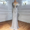 Grey Mermaid Luxury Evening Dresses Gowns 2025 Feather Beaded Elegant For Women Party LA71174