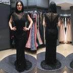 Grey Mermaid Luxury Evening Dresses Gowns Cap Sleeves Beading Tassel Sexy For Women Party 2025 LA70529