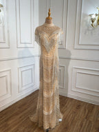 Grey Mermaid Luxury Evening Dresses Gowns Cap Sleeves Beading Tassel Sexy For Women Party 2025 LA70529