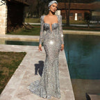 Grey Mermaid Sexy Evening Dresses Gowns 2025 No Split Floor Length For Women Party LA71237