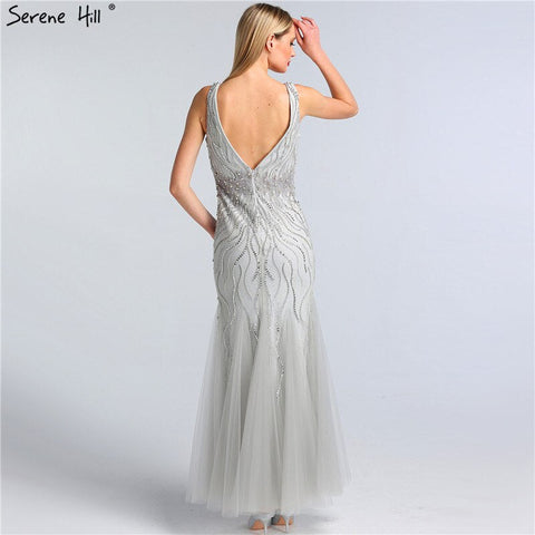 Grey Nude Mermaid Evening Dresses Gowns 2025 Beaded Elegant Luxury For Woman Party LA60983A