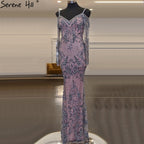Grey Pink Beaded Mermaid Evening Dresses Gowns 2025 Luxury Elegant Sexy For Women Party LA71279