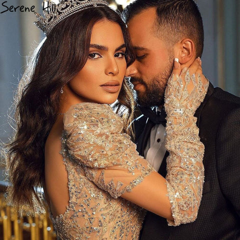 Iovry Luxury Detachable Sleeves Evening Dresses Gowns 2025 Mermaid Elegant Beading For Women Party LA71112