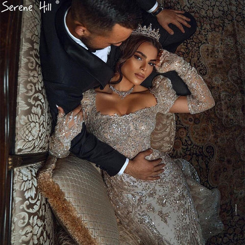 Iovry Luxury Detachable Sleeves Evening Dresses Gowns 2025 Mermaid Elegant Beading For Women Party LA71112