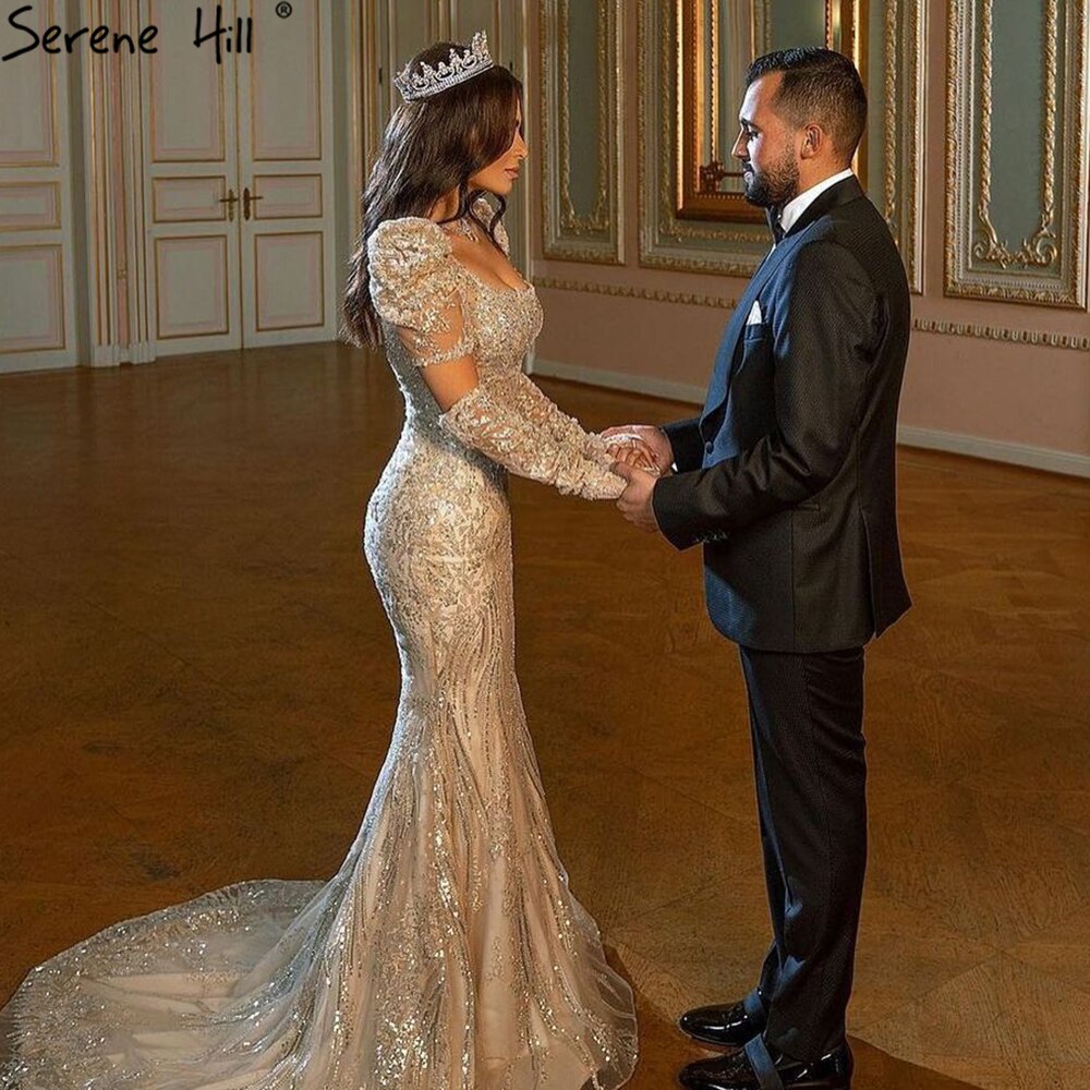Iovry Luxury Detachable Sleeves Evening Dresses Gowns 2025 Mermaid Elegant Beading For Women Party LA71112