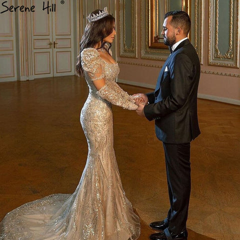 Iovry Luxury Detachable Sleeves Evening Dresses Gowns 2025 Mermaid Elegant Beading For Women Party LA71112