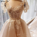 Ivory Beading A-Line Evening Dresses Gowns 2025 Puffy Sleeves Ankle-Length For Women Party LA71045