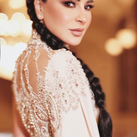 Ivory High Neck Cape Sleeve Mermaid Evening Dresses Beaded Elegant Gowns 2025 For Women Wedding Party LA72045