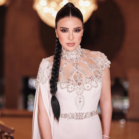 Ivory High Neck Cape Sleeve Mermaid Evening Dresses Beaded Elegant Gowns 2025 For Women Wedding Party LA72045