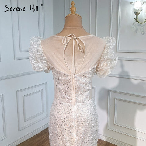 Ivory Puffy Sleeves Mermaid Evening Dresses Gowns 2025 Beaded Elegant Luxury For Women Party LA71300