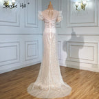 Ivory Puffy Sleeves Mermaid Evening Dresses Gowns 2025 Beaded Elegant Luxury For Women Party LA71300