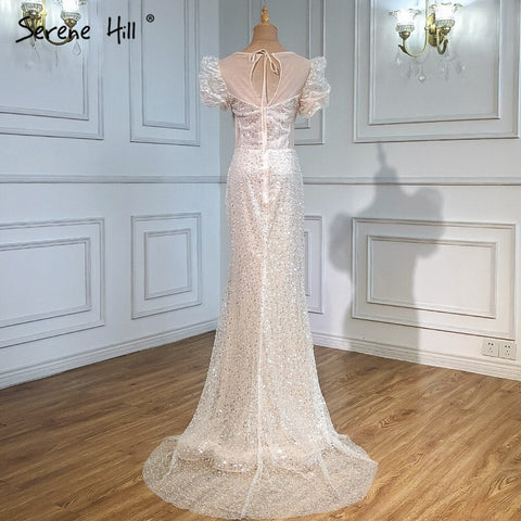 Ivory Puffy Sleeves Mermaid Evening Dresses Gowns 2025 Beaded Elegant Luxury For Women Party LA71300